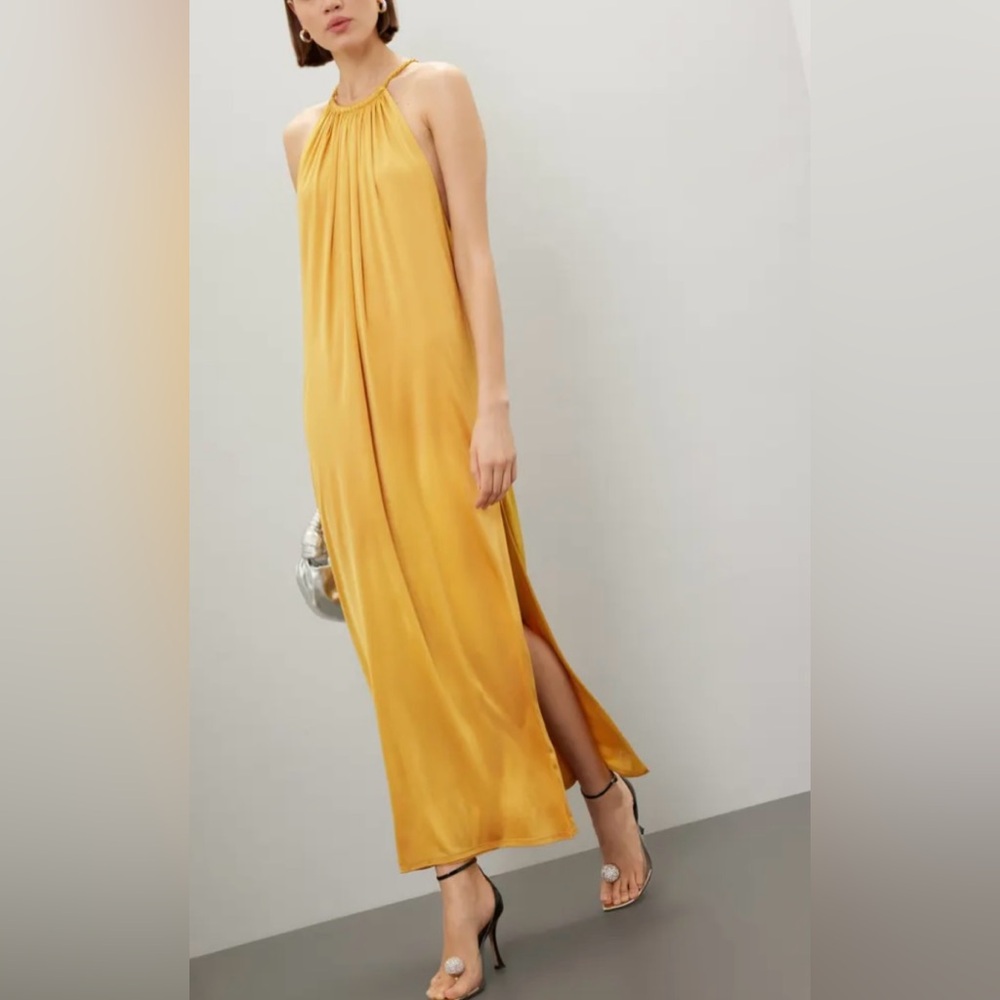 Ronny Kobo Collection Mustard Halter Maxi Dress